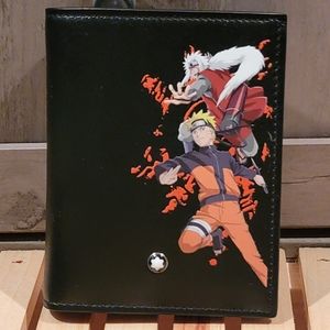 MONTBLANC x NARUTO Compact Wallet Leather Black & Orange Manga Anime Japan New